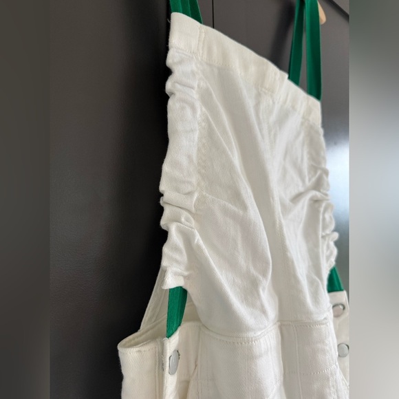 Anthropologie Pilcro Kenna Heritage White & Green Barrel Overalls • S • NWT - Picture 6 of 14